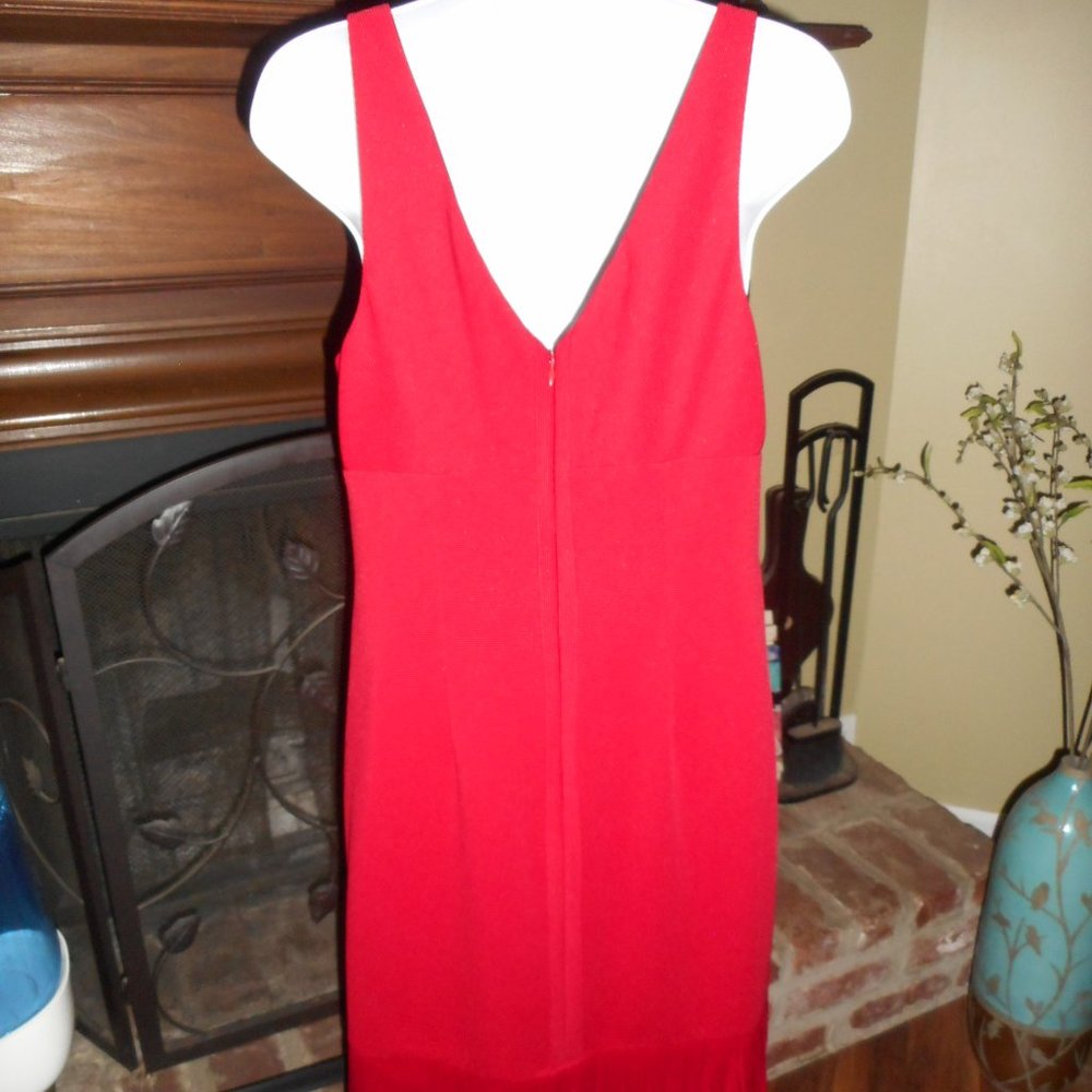 NWOT Adrianna Papell Bright Red Flapper style Fringe dress, 6 - Picture 6 of 8
